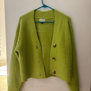 Green Cardigan Sweater